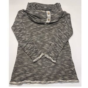 Mon Ami USA Sweater, Black, Beige, Women’s Cowl Neck Sweater With Buttons, Med